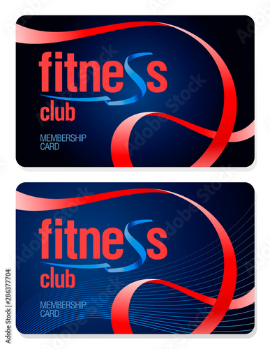 Fitness club membership cards set design