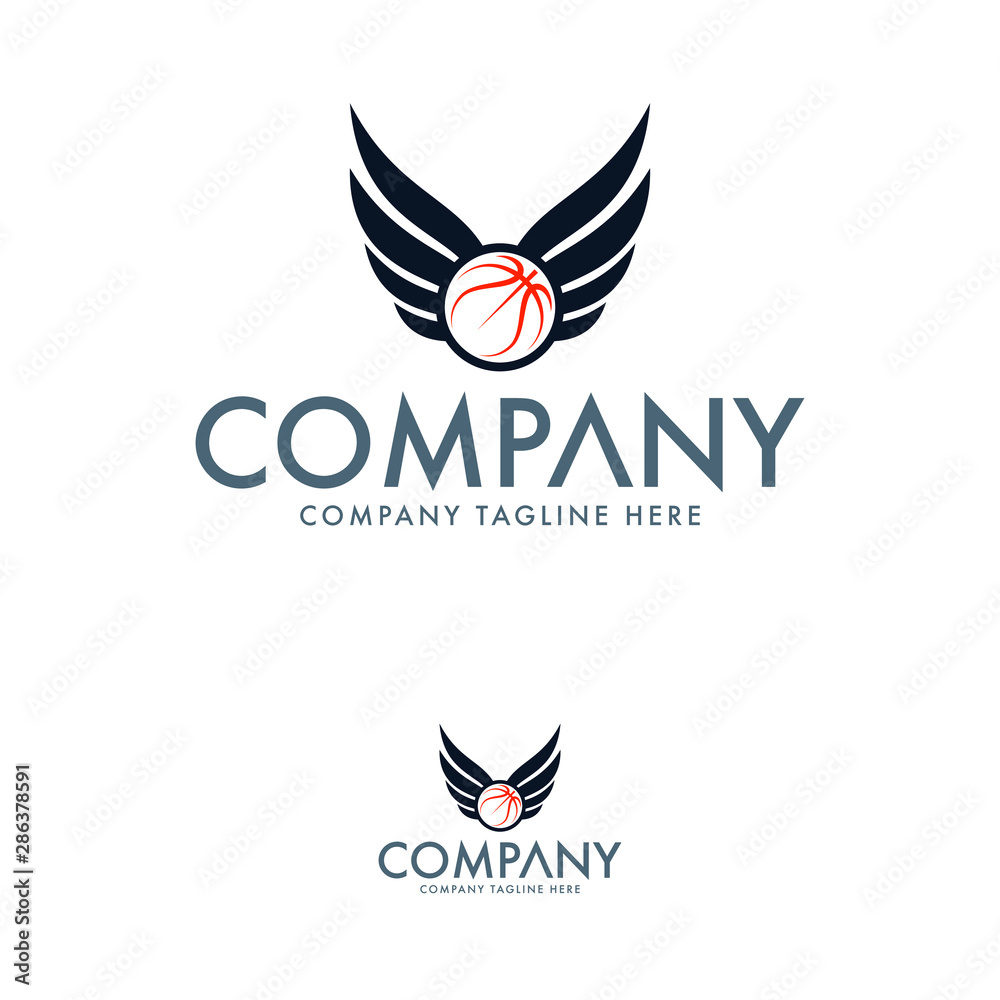 Letter Wing Logo Template. Eagle Logo Design. Basketballa Eagle Logo