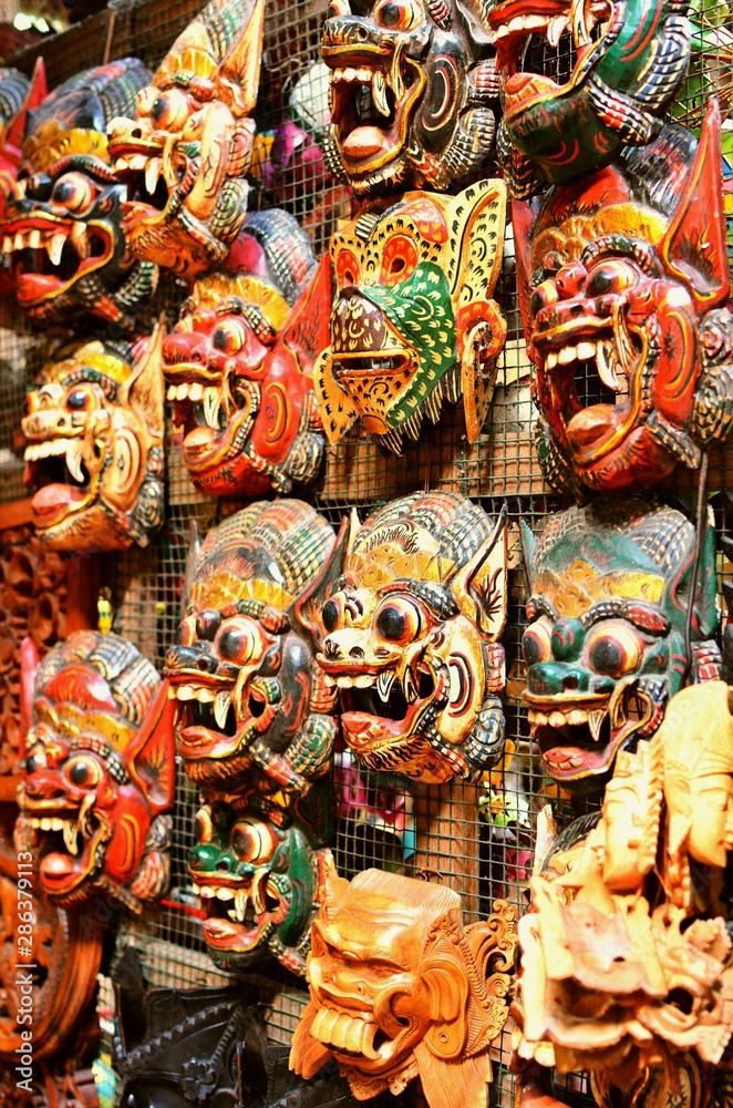 Famous masks souvenirs at Ubud Market Famous masks souvenirs at Ubud Market