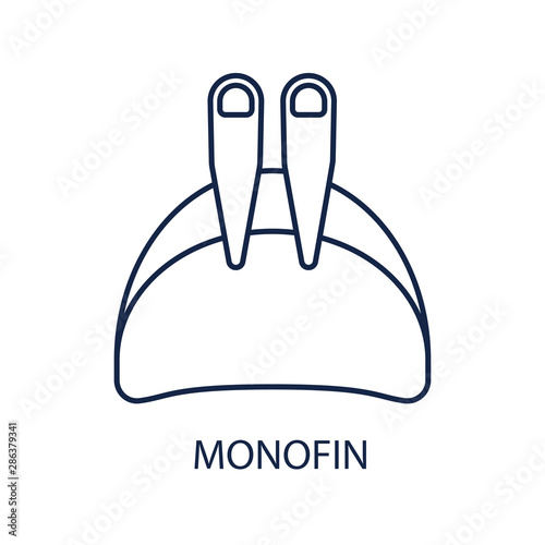 Monofin. Freediving equipment. Icon on white background. Vector illustration