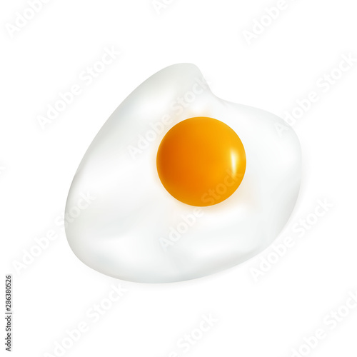 Fried egg isolated on white background.