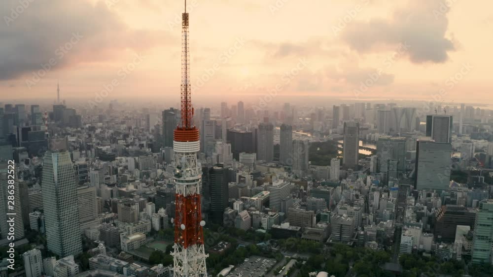 Tokyo skyline at sunrise, Japan - 4k Aerial drone footage Tokyo skyline at sunrise, Japan - 4k Aerial drone footage