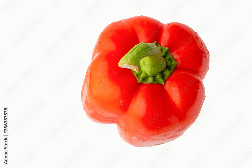 red bell pepper or paprika, top view isolated on white background, for design red bell pepper or paprika, top view isolated on white background, for design