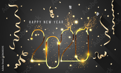 2020 New Year. 2020 Happy New Year greeting card. 2020 Happy New Year background.
