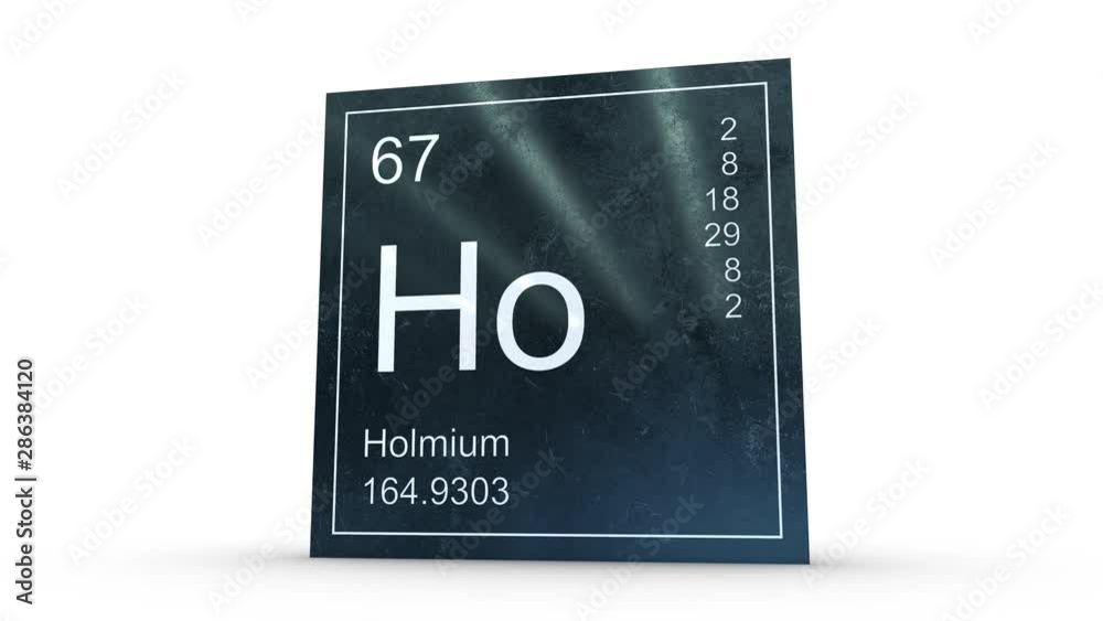 Holmium element symbol from the periodic table on metallic square icon 3D animation Holmium element symbol from the periodic table on metallic square icon 3D animation