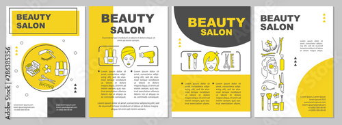 Beauty salon brochure template layout. Cosmetology procedure, SPA. Flyer, booklet, leaflet print design with linear illustrations. Vector page layout for magazines, annual reports, advertising posters