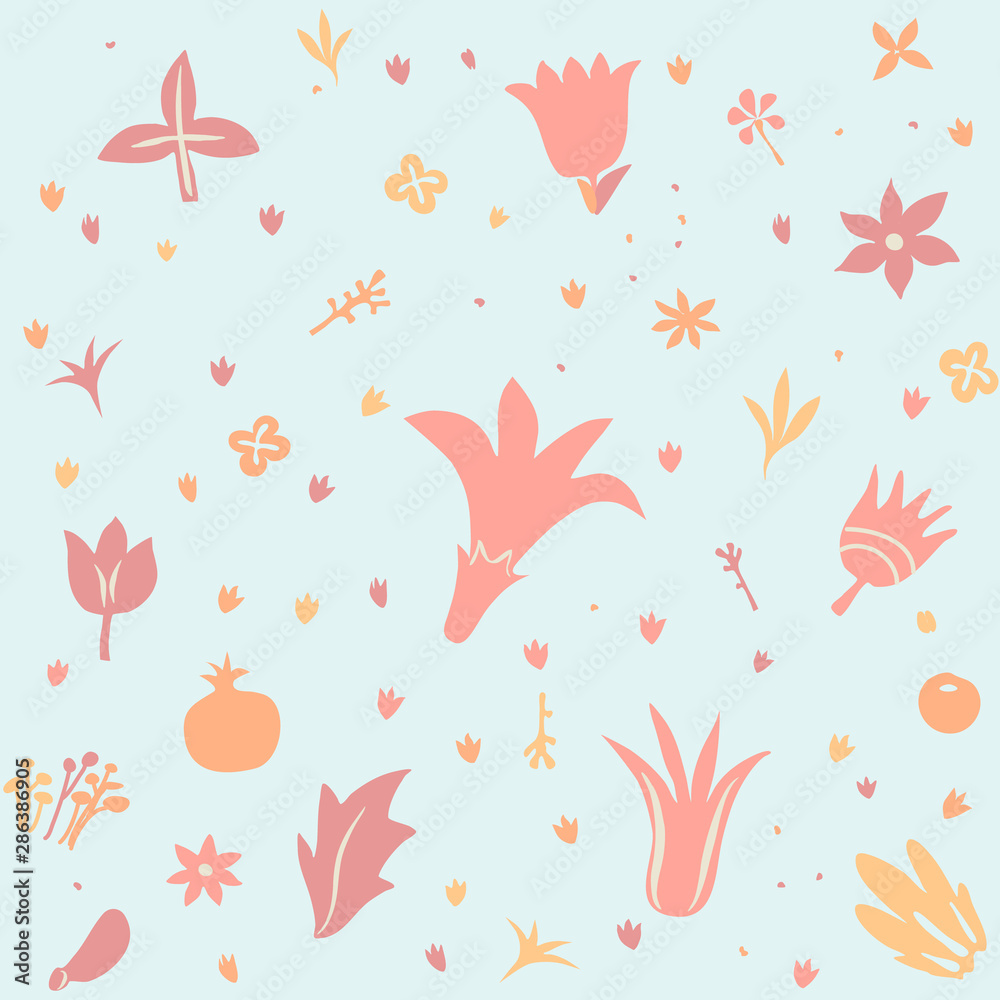 floral seamless tileable pattern with stylized plants and flowers floral seamless tileable pattern with stylized plants and flowers