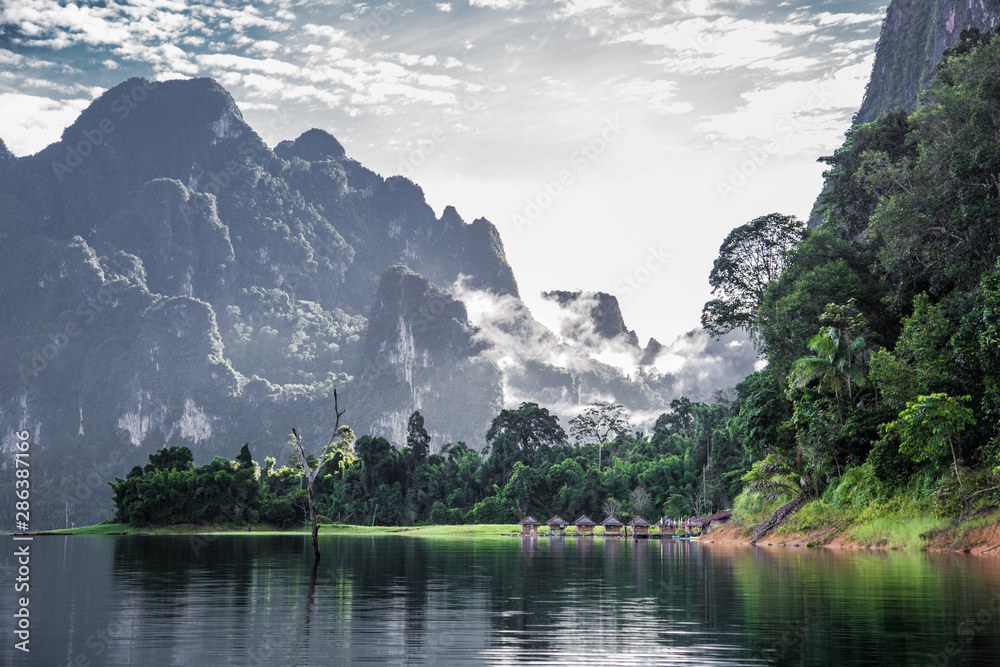 Khao Sok lake views in national park in Thailand