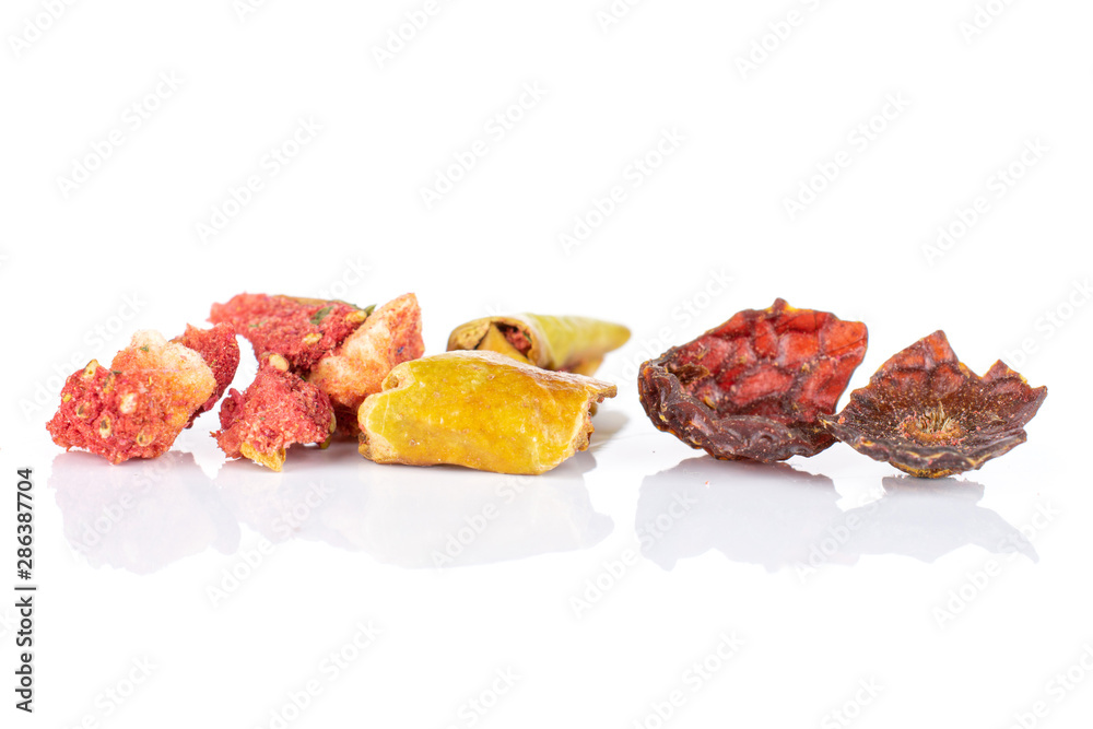 Group of seven pieces of lavender strawberry ice tea isolated on white background Group of seven pieces of lavender strawberry ice tea isolated on white background