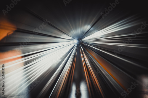 Fast subway view of the MRT in Singapore