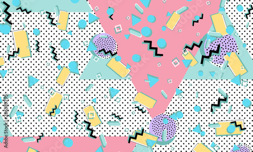 Memphis pattern. Geometric shapes. Hipster style