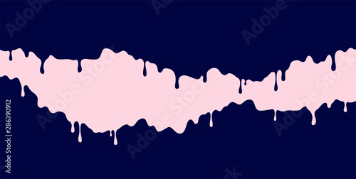 Pink paint dripping on the dark blue wall. Water spill vector background with copy space.