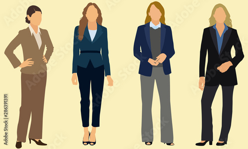 European Businesswomen Wearing Business Suits