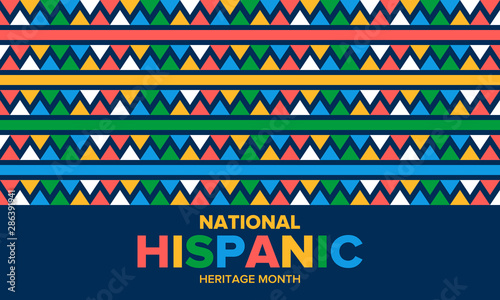 National Hispanic Heritage Month in September and October. Hispanic and Latino Americans culture. Celebrate annual in United States. Poster, card, banner and background. Vector illustration