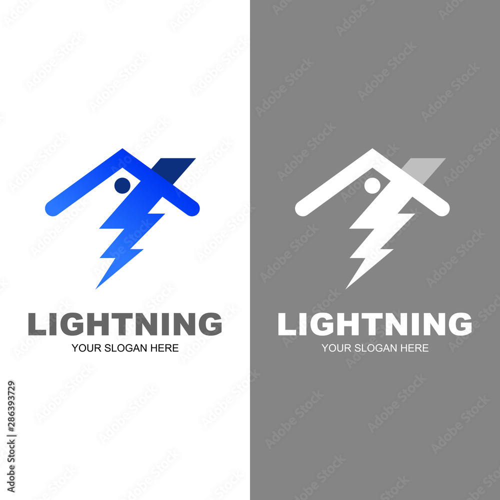 House icon with thunder logo design template, voltage icon, danger logo 
