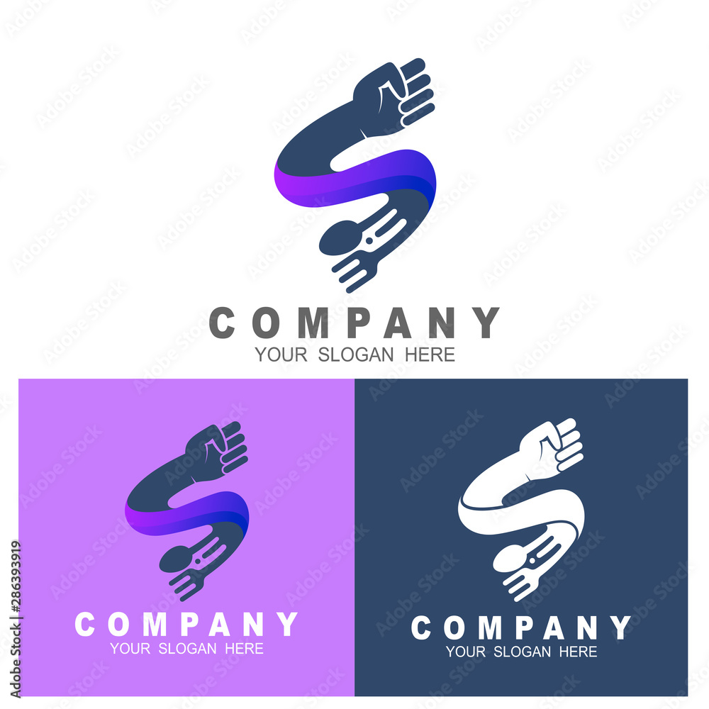 letter s fork and spoon logo vector, hand logo and restaurant design vector letter s fork and spoon logo vector, hand logo and restaurant design vector