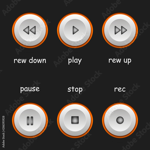 Media player icons. Player buttons set
