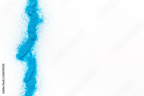 Blog or presentation frame with blue sand texture on white background top view mock up