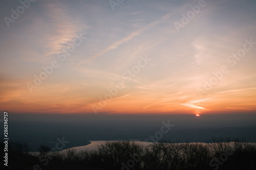 Sunrise on the top of Palava hills, frosty until the sun is up