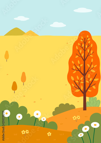 Autumn nature landscape with mountains and fields1