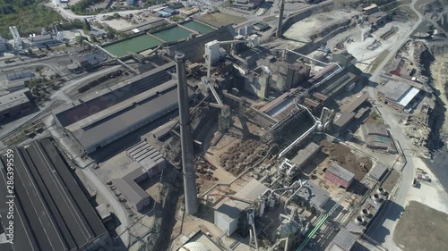 Aerial view of a huge steel mill complex close to city Bor, Serbia