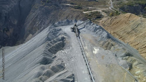 Aerial view of a mining waste disposal and the ecological damage