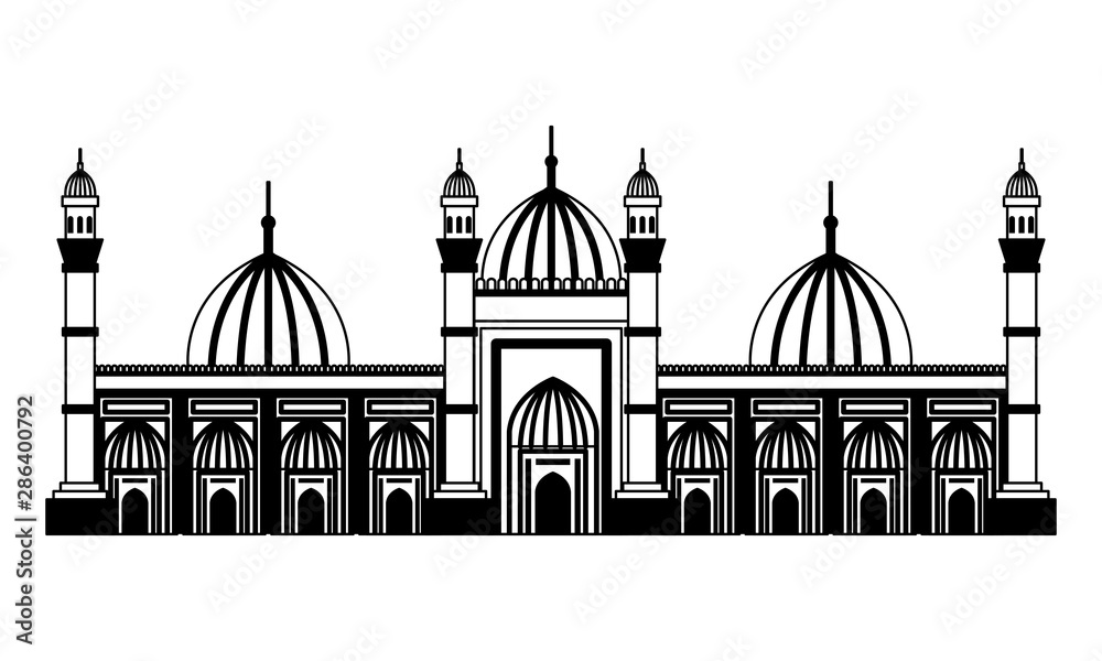 badshahi mosque building palace icon