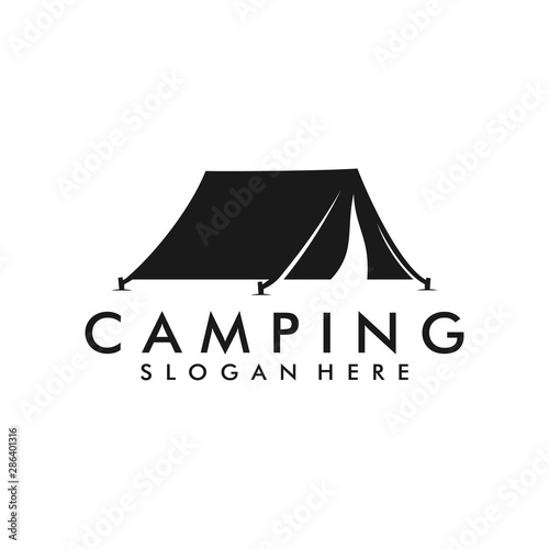 Camping symbol with tent silhouette logo