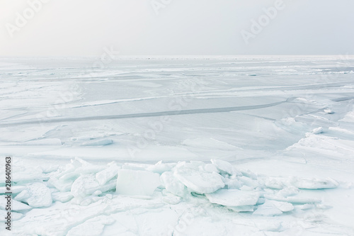 Beautiful clean arctic ice. Frozen North Sea.