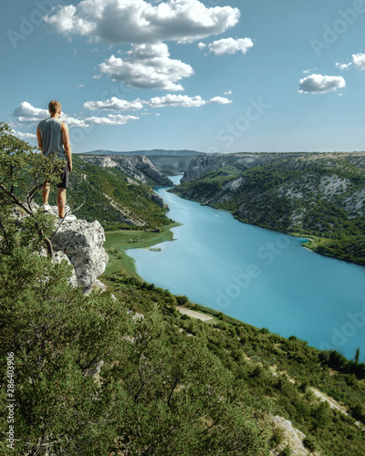 Man standing at Krka, National Park, Kroatia