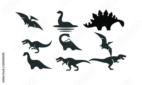 dinosaur set logo black icon design vector illustration
