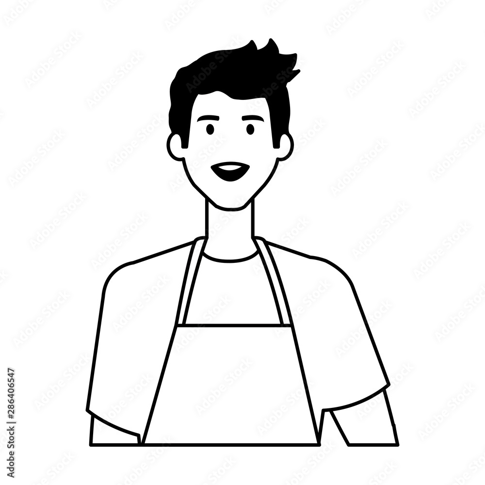 happy young artist man with apron