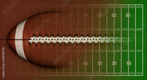 Football and Field Background -3D Illustration