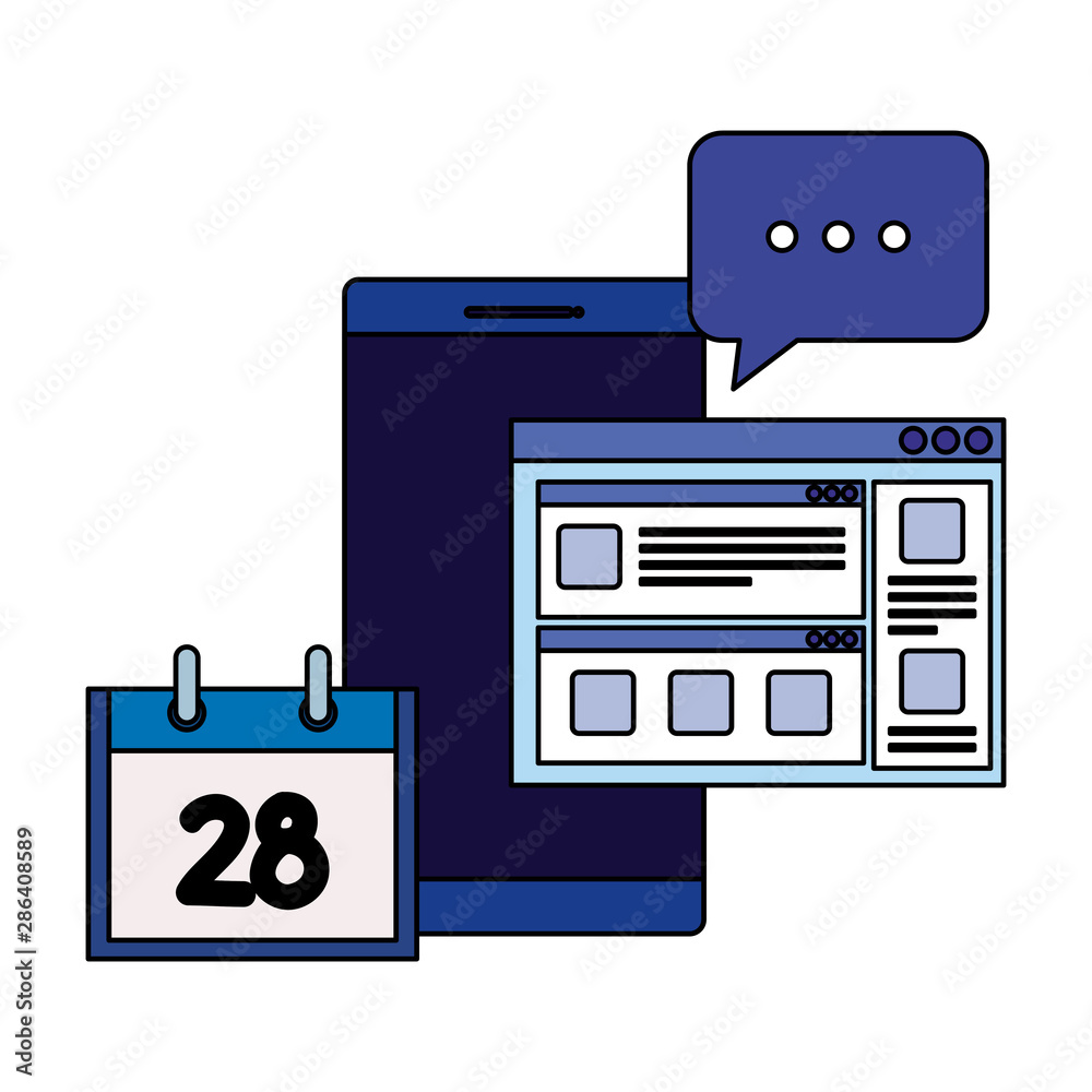 smartphone with webpage template and speech bubble smartphone with webpage template and speech bubble
