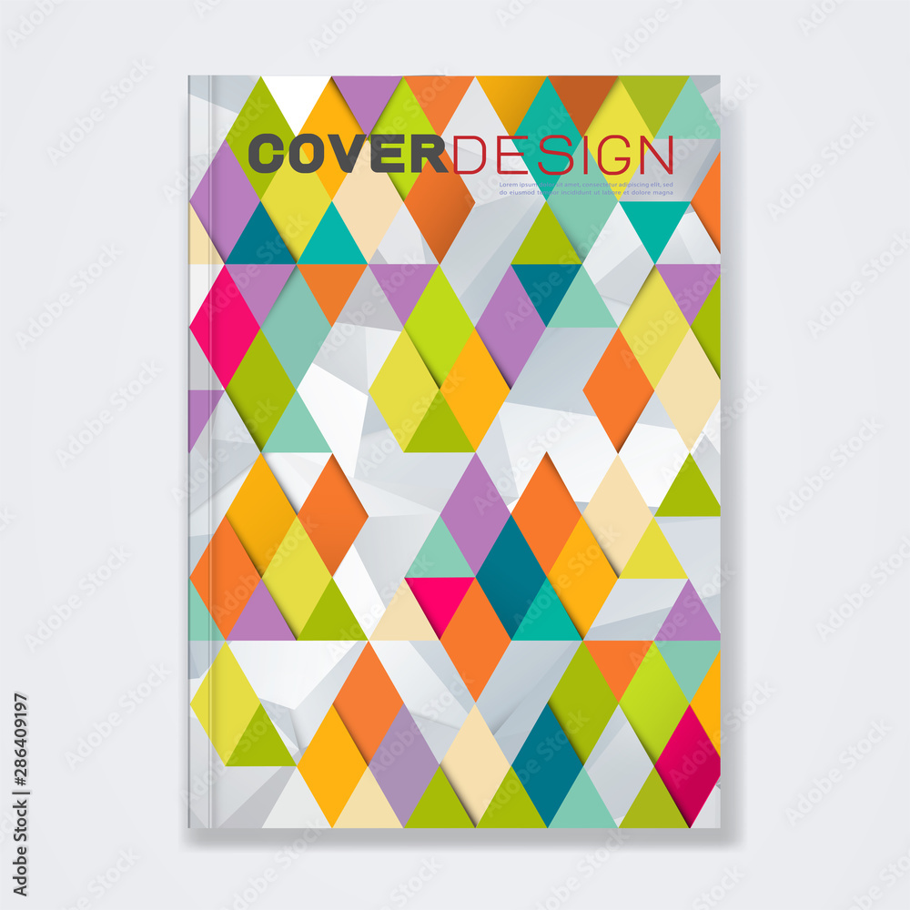 Cover template, brochure template layout, book cover, annual report, flyer, magazine or booklet for corporate business concept in A4 with abstract geometric design, vector illustration