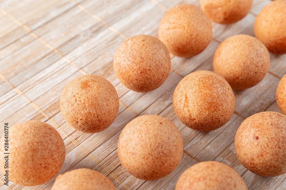 Fritters on the table, typical Colombian food, close-up image Fritters on the table, typical Colombian food, close-up image