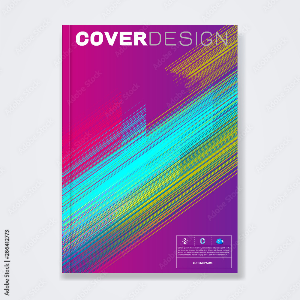 Cover template, brochure template layout, book cover, annual report, flyer, magazine cover or booklet for corporate business concept with colorful thin line, vector illustration