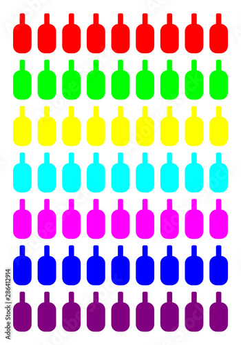 multi colors bottle on white background