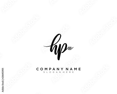 HP Initial Handwriting Logo Template Vector	