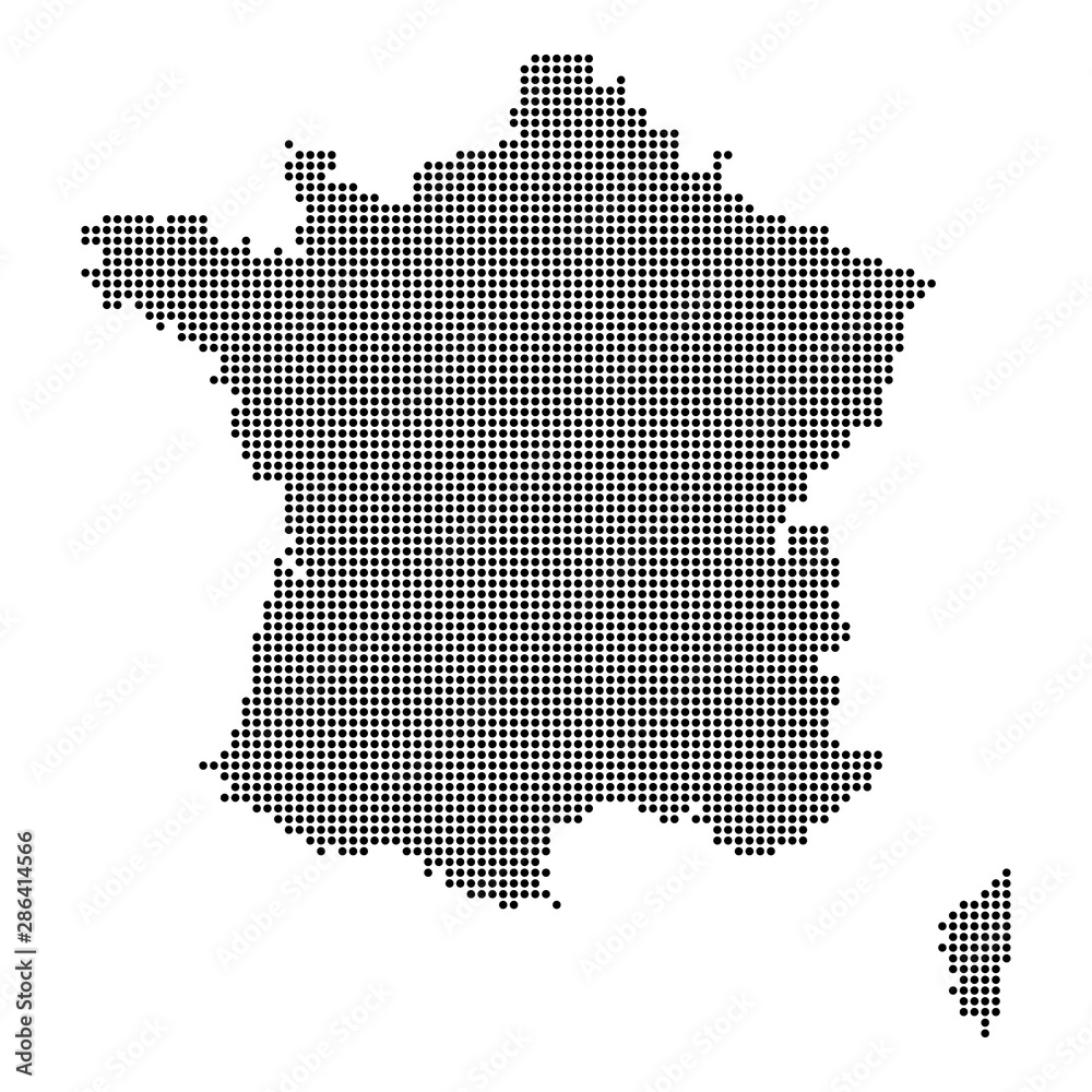 france dotted map, vector illustration