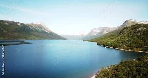 Wallpaper Mural Gjevilvatnet is a beautiful lake in Norway. It is a popular tourist destination both during winter and summer. Aerial footage from the beach. Ascending from the beach Torontodigital.ca