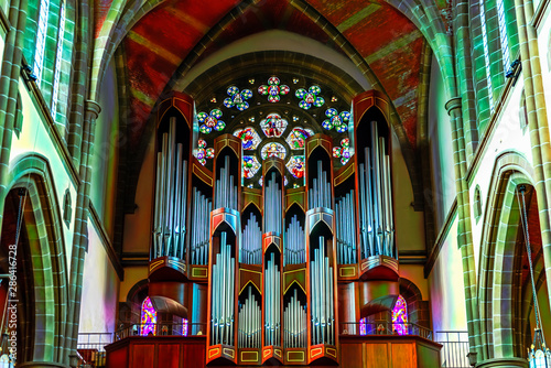 The interior of the beautiful historical building of Anglican Christ Church Cathedral in Victoria city in British Columbia