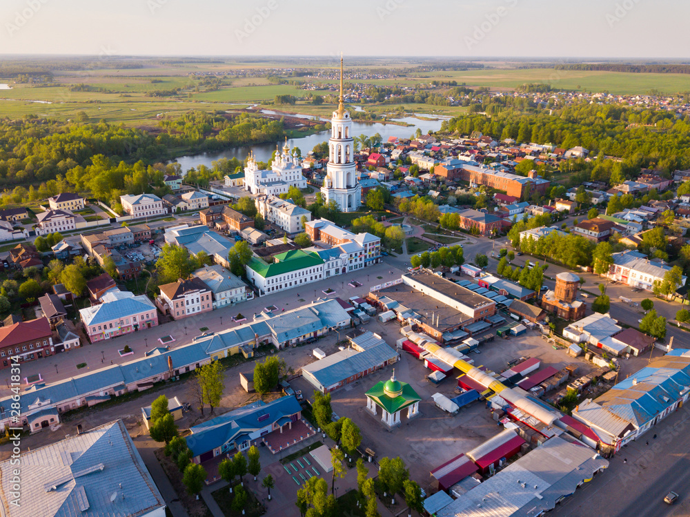 Obraz premium Aerial view of Shuya with Resurrection Cathedral