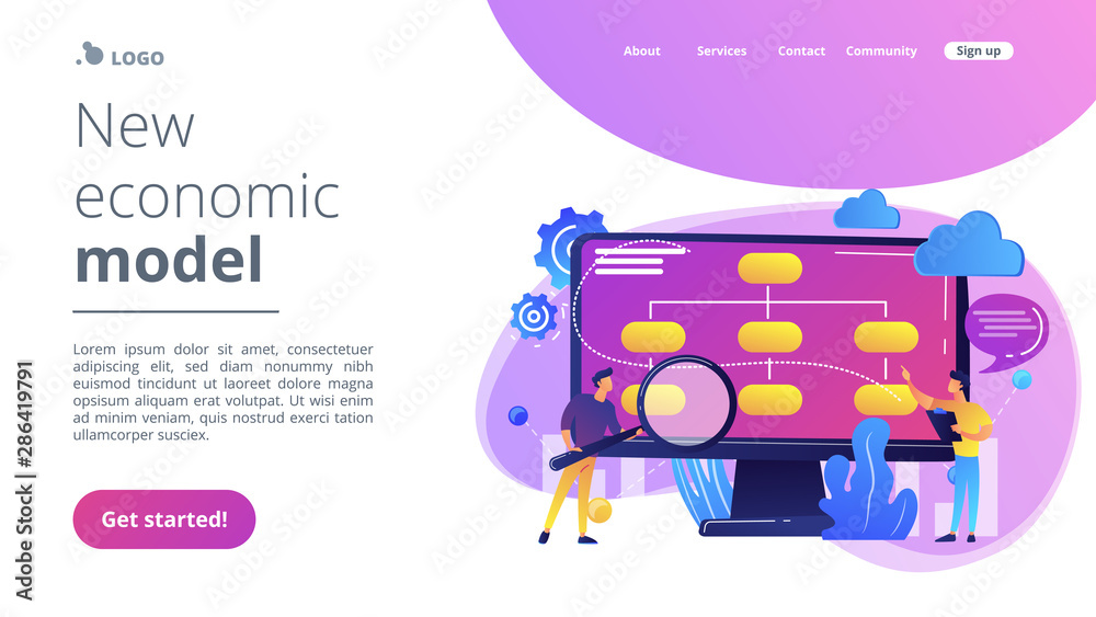 Tiny people analyst and data scientist working with data. Data driven business model, comprehensive data strategies, new economic model concept. Website vibrant violet landing web page template. Tiny people analyst and data scientist working with data. Data driven business model, comprehensive data strategies, new economic model concept. Website vibrant violet landing web page template.