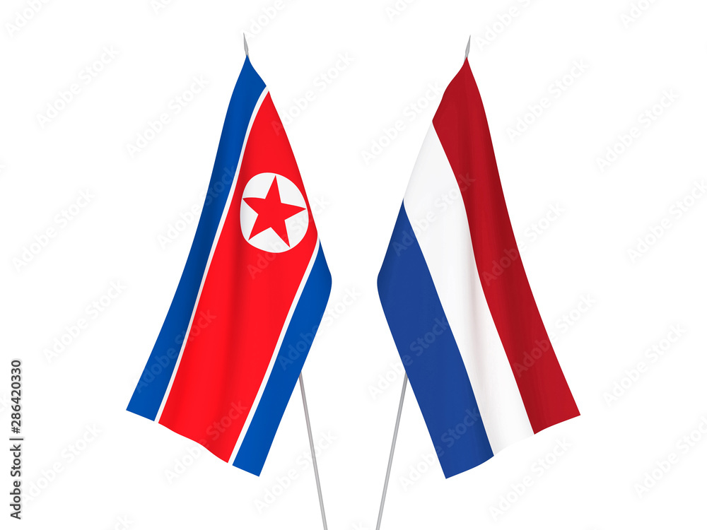 Netherlands and North Korea flags