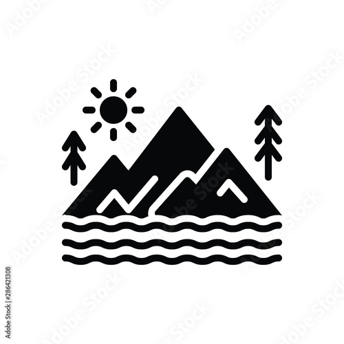 Black solid icon for valley