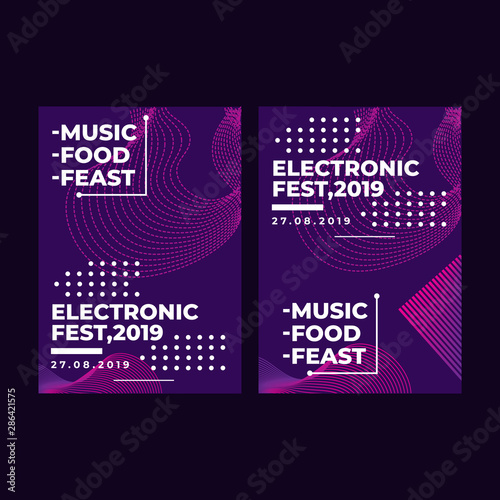 Modern square web banner electronic festival for social media mobile app