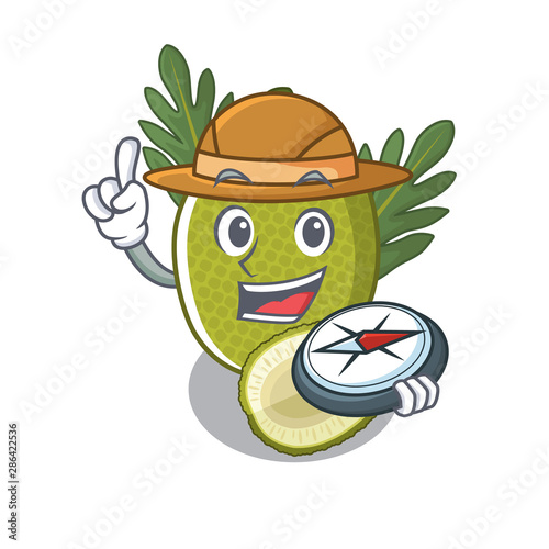 Explorer fresh breadfruit in a cartoon basket