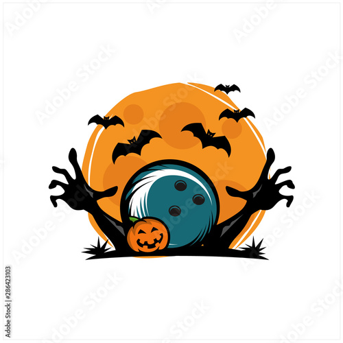 Bowling Halloween Theme Logo Vector