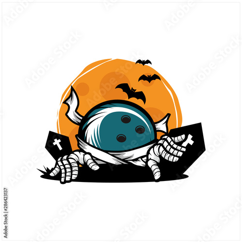 Bowling Halloween Theme Logo Vector